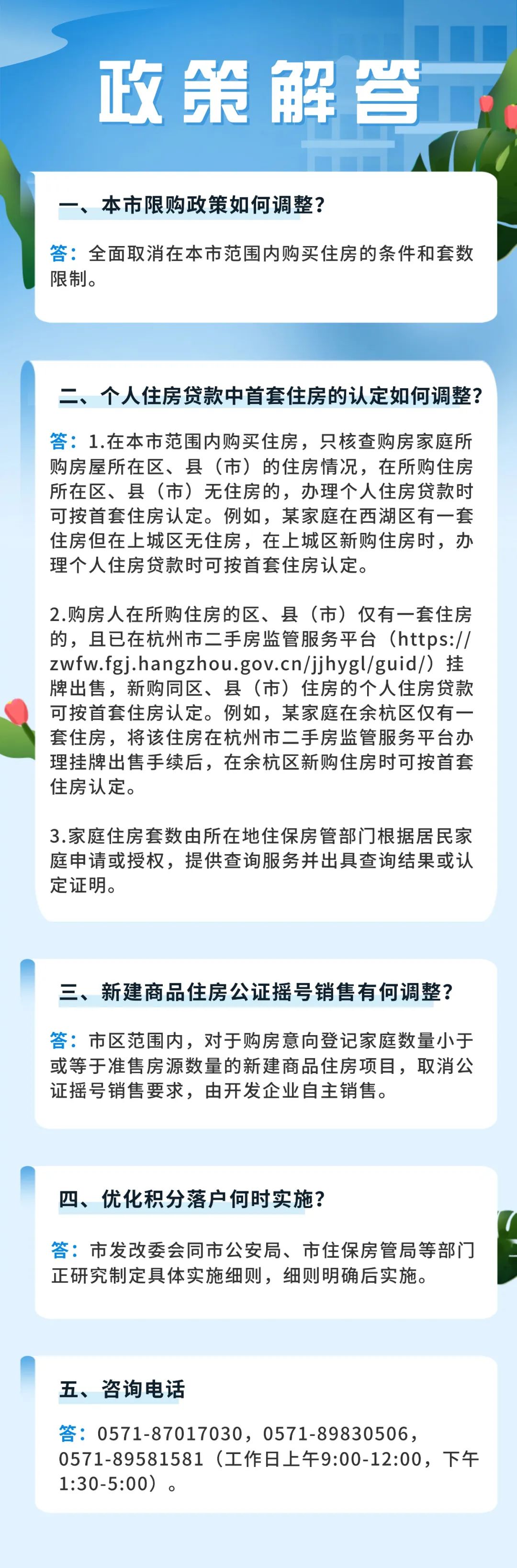 杭州优化调整房地产市场调控措施
